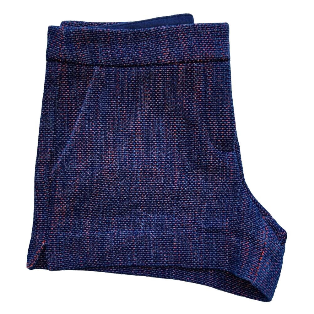 Trina Turk Textured Tweed Shorts Size 2 Navy Magenta Pockets Tailored Chic EUC - Picture 3 of 8